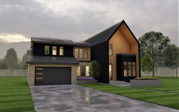 Modern house plans 121-134 - front exterior, 2,581 sq ft, 2 bed, 2 bath house plans | Monster House Plans