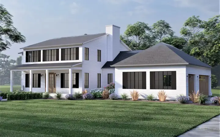 Southern Colonial house plans 121-135 - front exterior, 3,190 sq ft, 3 bed, 4 bath house plans | Monster House Plans
