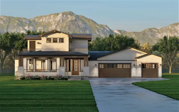 Craftsman house plans 121-136 - front exterior, 2,556 sq ft, 3 bed, 2 bath house plans | Monster House Plans