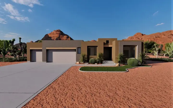 Southwest house plans 121-138 - front exterior, 3,008 sq ft, 3 bed, 3 bath house plans | Monster House Plans