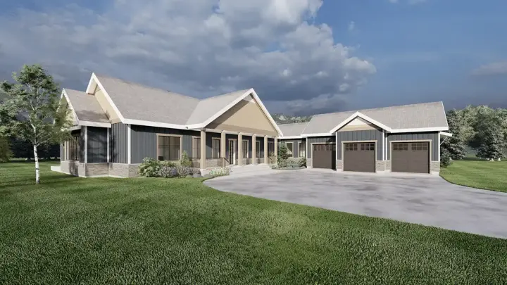 Traditional house plans 121-139 - front exterior, 2,640 sq ft, 2 bed, 2 bath house plans | Monster House Plans