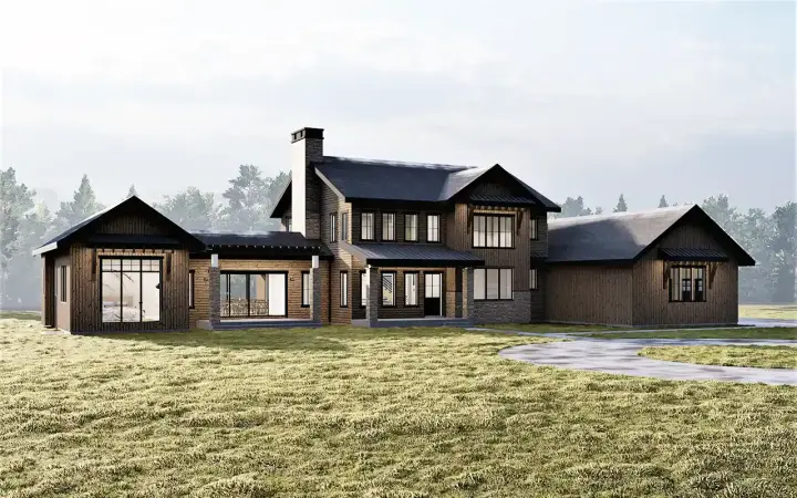 Modern Farmhouse house plans 121-153 - front exterior, 4,813 sq ft, 4 bed, 4 bath house plans | Monster House Plans