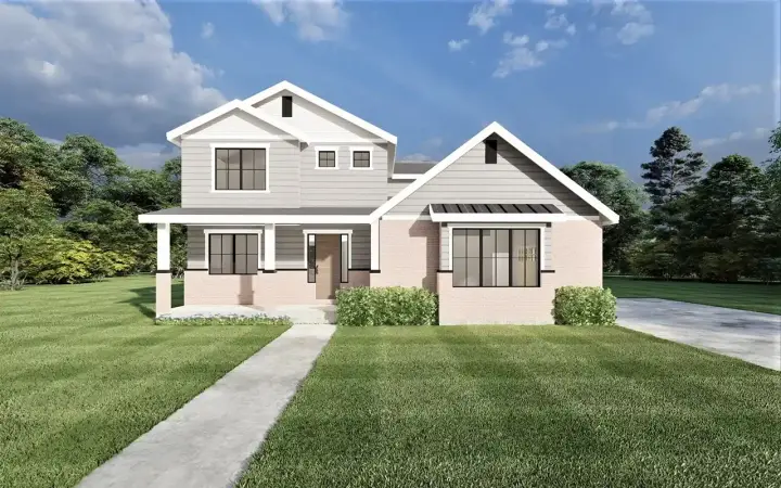 Modern Farmhouse house plans 121-155 - front exterior, 2,389 sq ft, 3 bed, 2 bath house plans | Monster House Plans