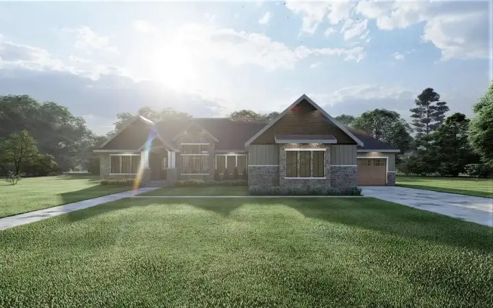 Craftsman house plans 121-164 - front exterior, 3,235 sq ft, 2 bed, 2 bath house plans | Monster House Plans