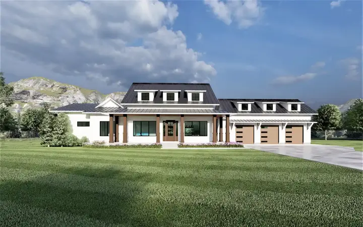 Modern Farmhouse house plans 121-169 - front exterior, 2,783 sq ft, 3 bed, 2 bath house plans | Monster House Plans