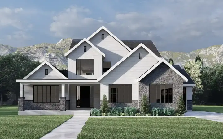 Modern Farmhouse house plans 121-172 - front exterior, 2,965 sq ft, 4 bed, 2 bath house plans | Monster House Plans