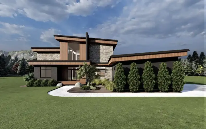 Modern house plans 121-175 - front exterior, 2,700 sq ft, 2 bed, 2 bath house plans | Monster House Plans