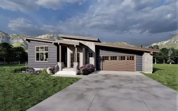 Modern house plans 121-179 - front exterior, 3,038 sq ft, 4 bed, 3 bath house plans | Monster House Plans