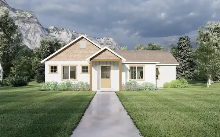 New American house plans 121-186 - front exterior, 1,729 sq ft, 2 bed, 2 bath house plans | Monster House Plans