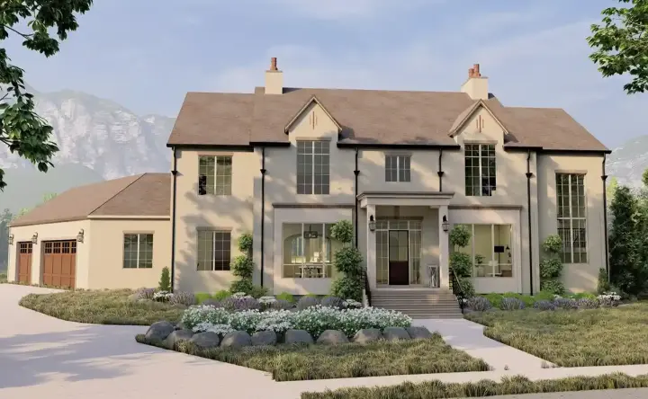 Transitional house plans 121-197 - front exterior, 4,960 sq ft, 5 bed, 4 bath house plans | Monster House Plans