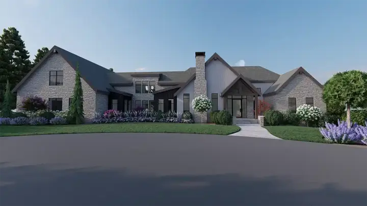 Transitional house plans 121-200 - front exterior, 9,583 sq ft, 4 bed, 2 bath house plans | Monster House Plans