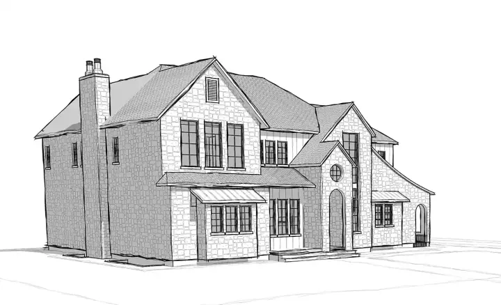 European house plans 121-203 - front exterior, 3,899 sq ft, 4 bed, 3 bath house plans | Monster House Plans