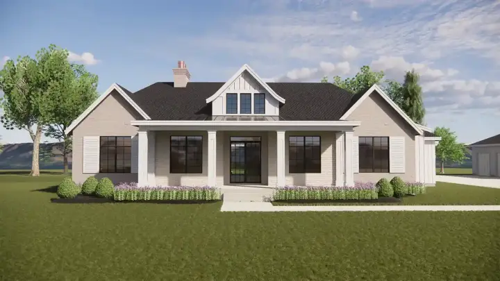 New American house plans 121-204 - front exterior, 6,037 sq ft, 5 bed, 4 bath house plans | Monster House Plans