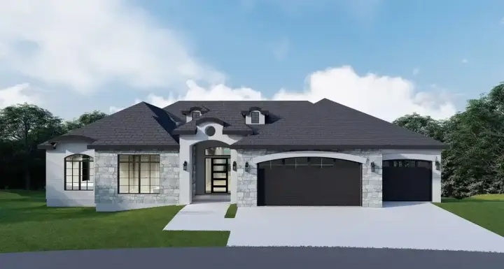 European house plans 121-205 - front exterior, 3,229 sq ft, 5 bed, 3 bath house plans | Monster House Plans