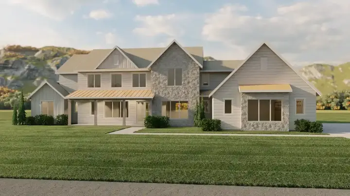Modern Farmhouse house plans 121-206 - front exterior, 4,091 sq ft, 4 bed, 3 bath house plans | Monster House Plans