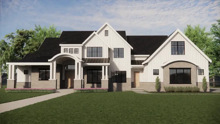 New American house plans 121-208 - front exterior, 5,522 sq ft, 8 bed, 6 bath house plans | Monster House Plans