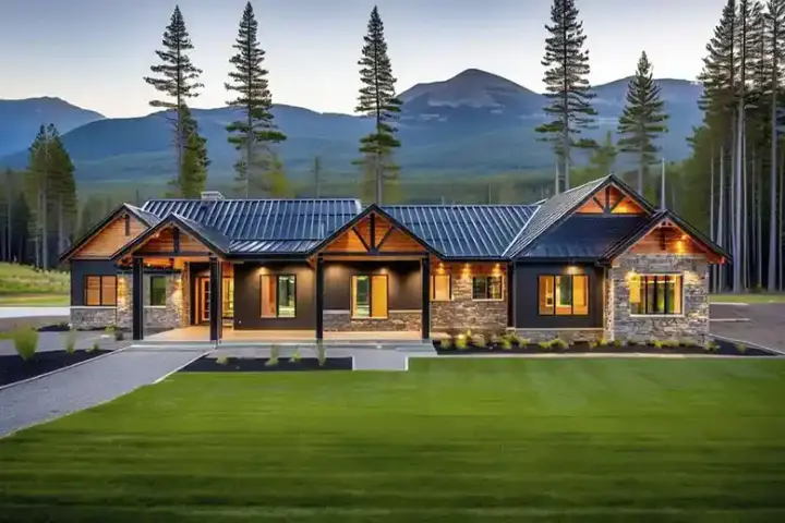 New American house plans 121-214 - front exterior, 2,721 sq ft, 3 bed, 2 bath house plans | Monster House Plans