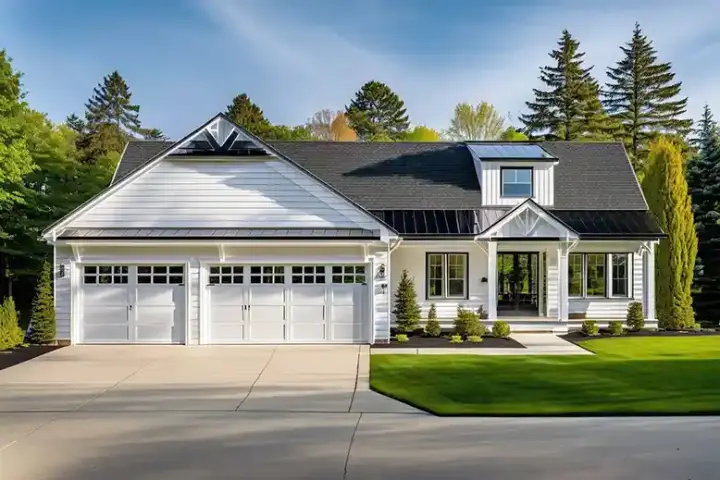 Modern Farmhouse house plans 121-217 - front exterior, 3,511 sq ft, 4 bed, 3 bath house plans | Monster House Plans
