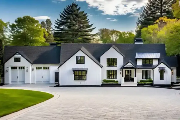 New American house plans 121-221 - front exterior, 6,840 sq ft, 4 bed, 6 bath house plans | Monster House Plans