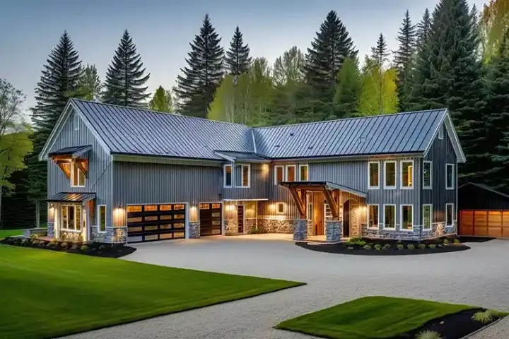 Barndominium house plans 121-222 - front exterior, 3,176 sq ft, 3 bed, 2 bath house plans | Monster House Plans