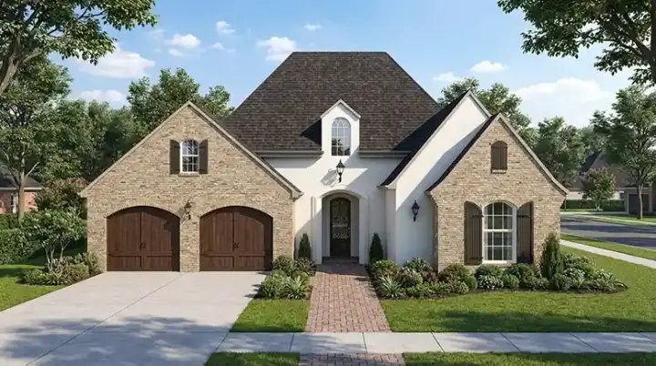 European house plans 122-104 - front exterior, 1,794 sq ft, 3 bed, 2 bath house plans | Monster House Plans
