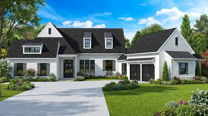 Modern Farmhouse house plans 122-121 - front exterior, 2,825 sq ft, 4 bed, 3 bath house plans | Monster House Plans