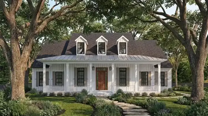 Modern Farmhouse house plans 122-146 - front exterior, 2,932 sq ft, 4 bed, 4 bath house plans | Monster House Plans