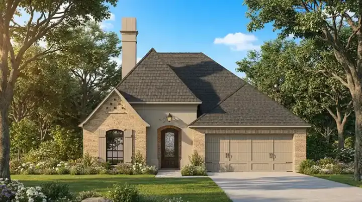 French Country house plans 122-154 - front exterior, 1,667 sq ft, 3 bed, 2 bath house plans | Monster House Plans