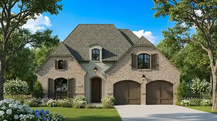 French Country house plans 122-157 - front exterior, 1,767 sq ft, 3 bed, 2 bath house plans | Monster House Plans