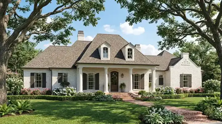 French Country house plans 122-163 - front exterior, 2,838 sq ft, 4 bed, 3 bath house plans | Monster House Plans