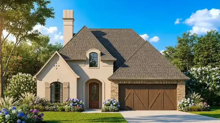 French Country house plans 122-165 - front exterior, 1,593 sq ft, 3 bed, 2 bath house plans | Monster House Plans