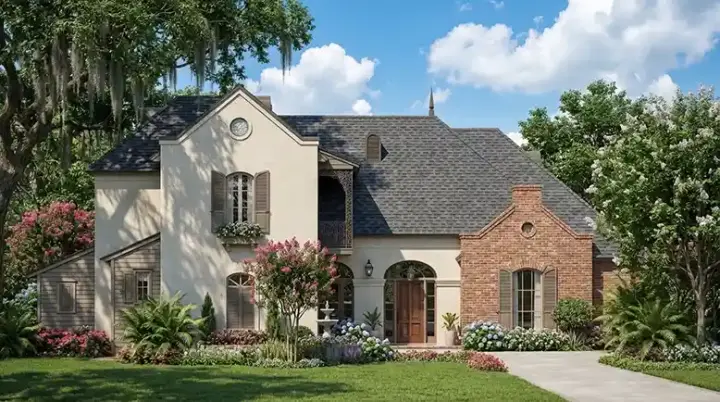 French Country house plans 122-168 - front exterior, 2,913 sq ft, 4 bed, 3 bath house plans | Monster House Plans