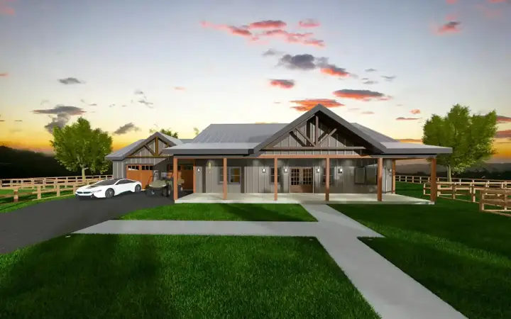 Barndominium house plans 127-101 - front exterior, 2,000 sq ft, 3 bed, 2 bath house plans | Monster House Plans