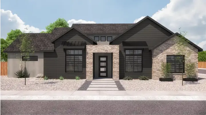 Modern house plans 128-101 - front exterior, 2,946 sq ft, 4 bed, 3 bath house plans | Monster House Plans