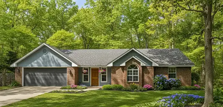 Traditional house plans 13-104 - front exterior, 1,599 sq ft, 4 bed, 2 bath house plans | Monster House Plans