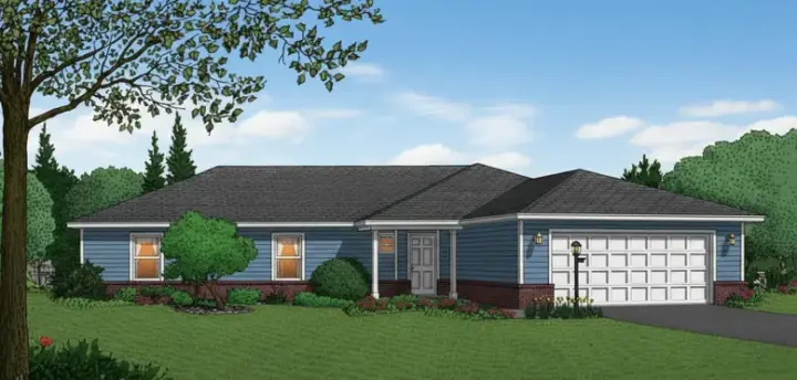 Traditional house plans 13-107 - front exterior, 1,842 sq ft, 3 bed, 2 bath house plans | Monster House Plans