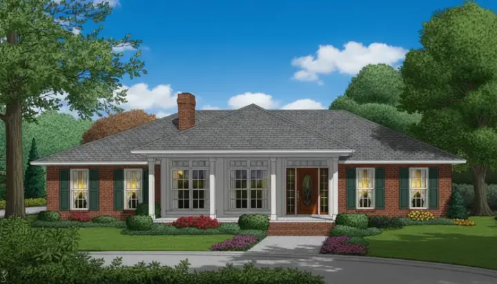 Traditional house plans 13-109 - front exterior, 1,698 sq ft, 3 bed, 2 bath house plans | Monster House Plans