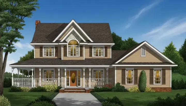 Country house plans 13-119 - front exterior, 2,457 sq ft, 4 bed, 3 bath house plans | Monster House Plans