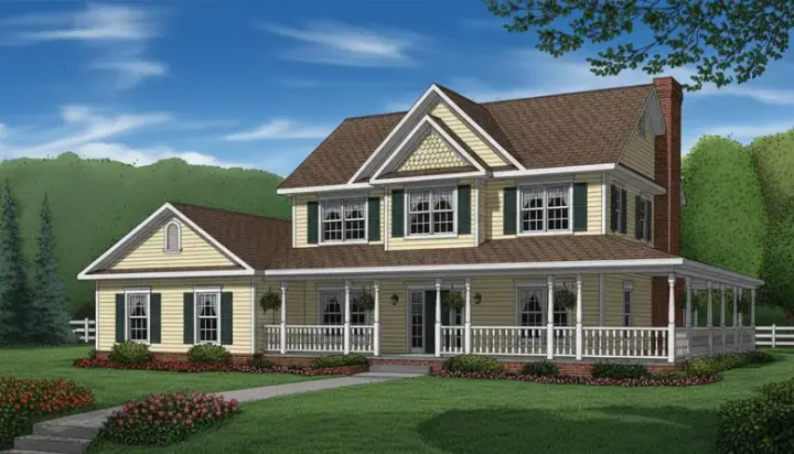 Country house plans 13-121 - front exterior, 2,266 sq ft, 4 bed, 2 bath house plans | Monster House Plans