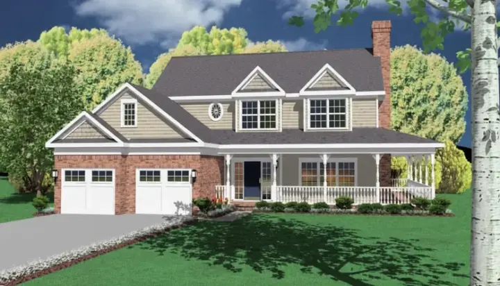 Country house plans 13-129 - front exterior, 2,431 sq ft, 4 bed, 2 bath house plans | Monster House Plans