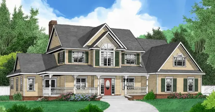 Country house plans 13-133 - front exterior, 2,792 sq ft, 4 bed, 2 bath house plans | Monster House Plans