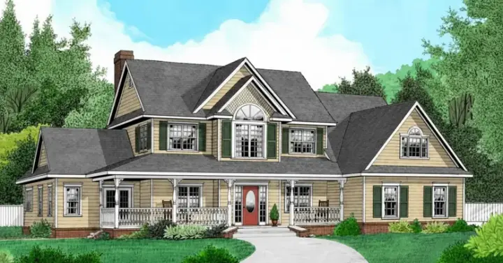 Country house plans 13-135 - front exterior, 2,792 sq ft, 4 bed, 2 bath house plans | Monster House Plans