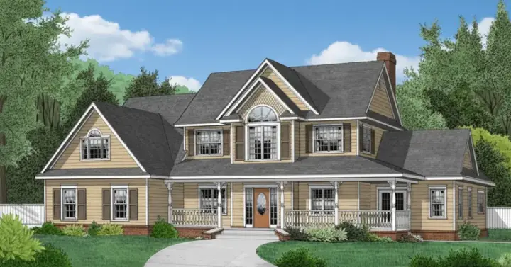 Country house plans 13-137 - front exterior, 2,705 sq ft, 4 bed, 2 bath house plans | Monster House Plans