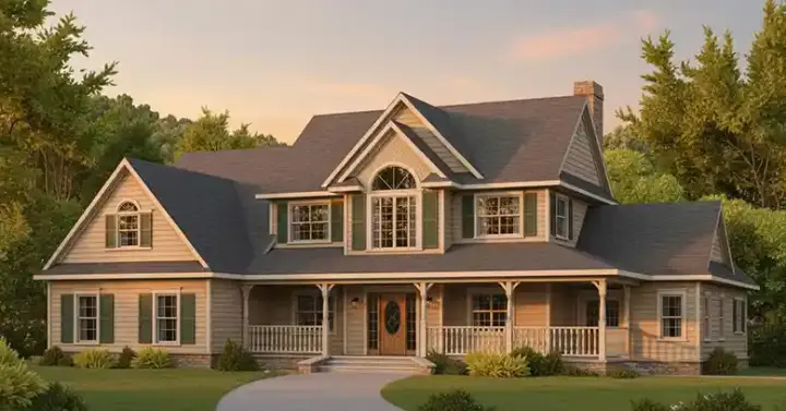 Country house plans 13-138 - front exterior, 2,302 sq ft, 4 bed, 2 bath house plans | Monster House Plans
