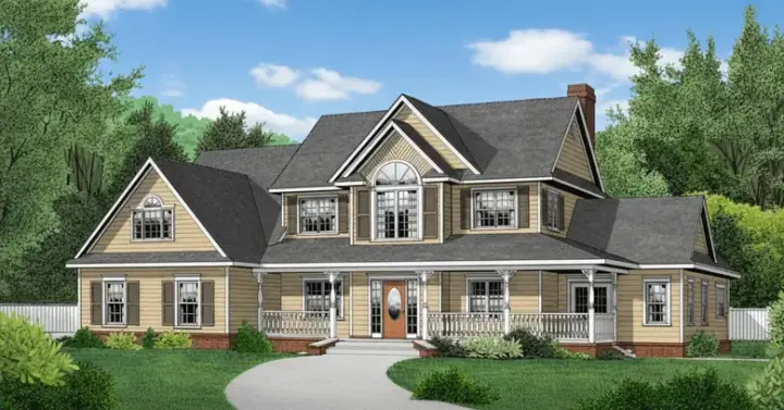 Country house plans 13-139 - front exterior, 2,705 sq ft, 4 bed, 2 bath house plans | Monster House Plans