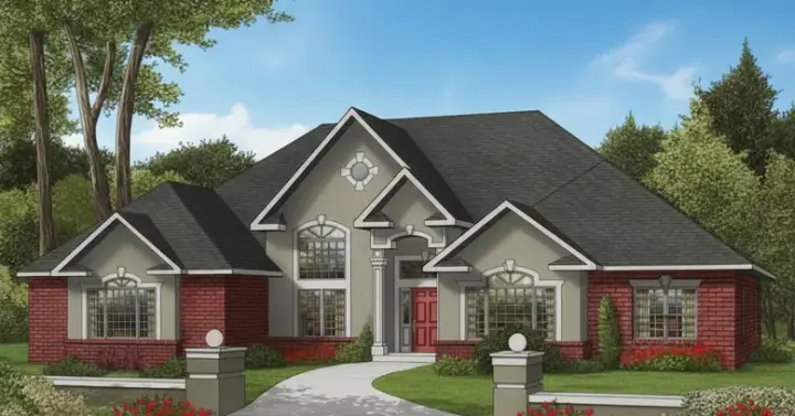 European house plans 13-145 - front exterior, 2,615 sq ft, 3 bed, 2 bath house plans | Monster House Plans