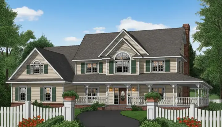 Country house plans 13-150 - front exterior, 2,989 sq ft, 4 bed, 2 bath house plans | Monster House Plans
