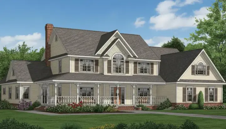 Country house plans 13-157 - front exterior, 3,005 sq ft, 5 bed, 2 bath house plans | Monster House Plans