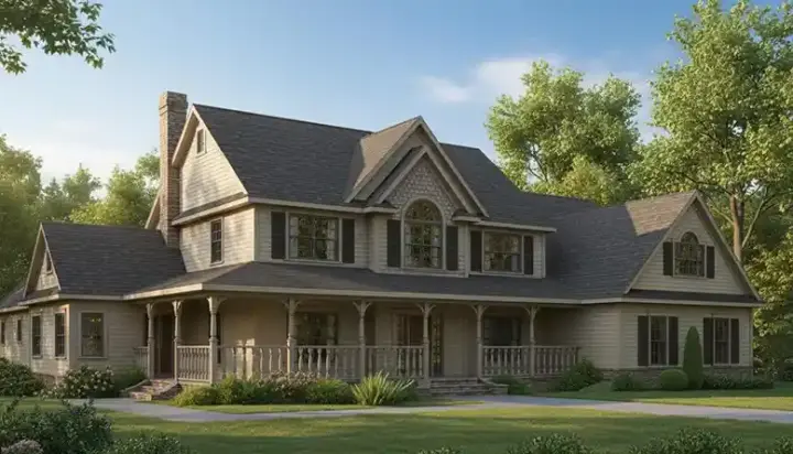 Country house plans 13-158 - front exterior, 3,464 sq ft, 5 bed, 2 bath house plans | Monster House Plans