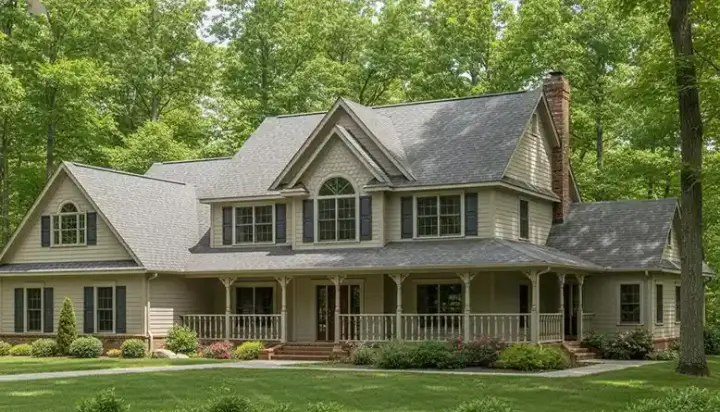 Farmhouse house plans 13-159 - front exterior, 3,005 sq ft, 5 bed, 2 bath house plans | Monster House Plans